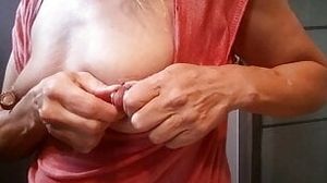 nippleringlover milf pierced tits with extreme nipple piercings with 16mm nipple tunnels
