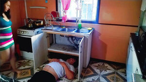 Naughty girl entices the plumber