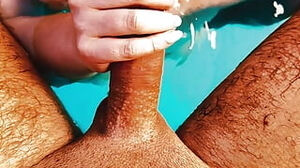 Plumper light-haired gives grubby hand- and oral in the pool