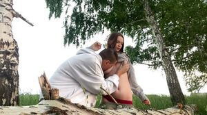 Shagging rock hard my finest friend's scorching gf in woods while he setting up a tent and mansion a bonfire