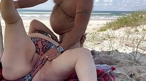 Fukbunnies at a public beach with a voyeur watching and wanking