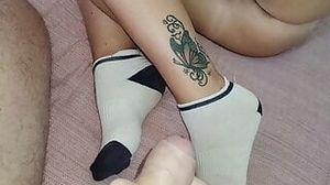 Cumblast on the stepmother and her socks
