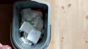 The wife is fucked by her lover. The husband was allowed to cum in the trash can.