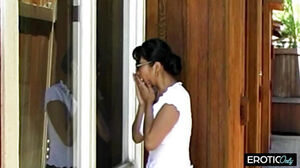 Cleaning female sees him drill his step-mom