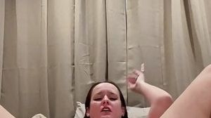 Wifey jerks with her fucktoy man rod while chatting muddy