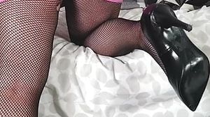 My humungous bootie and wooly cunt in cock-squeezing vinyl (mature plus-size cougar unexperienced home made wifey fishnet pantyhose)