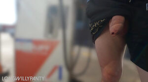 Hetero stud demonstrating his uncircumcised shaft at the petrol station