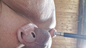 Nude hefty sissy uses the ravaging machine