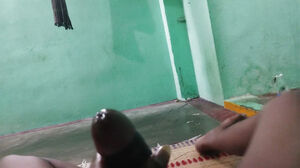 Lubricant rubdown in ebony spear on the sofa