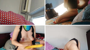 Inexperienced wifey deep throat banana, wooly puss, hefty culo, hefty nips.