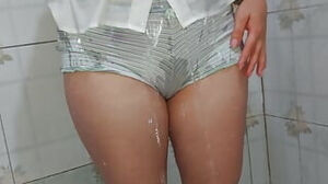 Molten Married girl in a humid tee-shirt Gets pounded in the bathroom