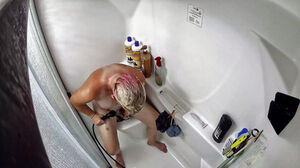 Wild wifey milking in the bathroom
