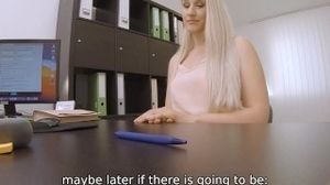 'LOAN4K. Blonde has playful mood for office sex with the money lender'
