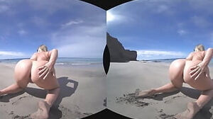 VR public piss nymph at the beach