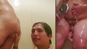Latino parent Showers with his man