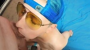 Amateur Emily give a hot blowjob with facial and cum swallow! Amateur Couple homemade sucking. KinkyHomeTv.