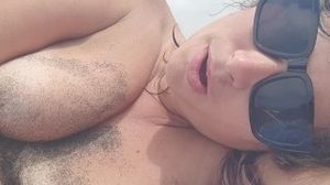 My mommy Engoys molten Summer - She gropes phat bosoms On Beach)