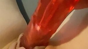 Hot milf fucks pussy with dildo