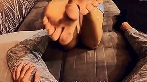 Delicious Soles in His Lap POV Foot Fetish Massage Foot Job Rubbing Scrunching Goddess Feet Toes Socks Latina Giantess